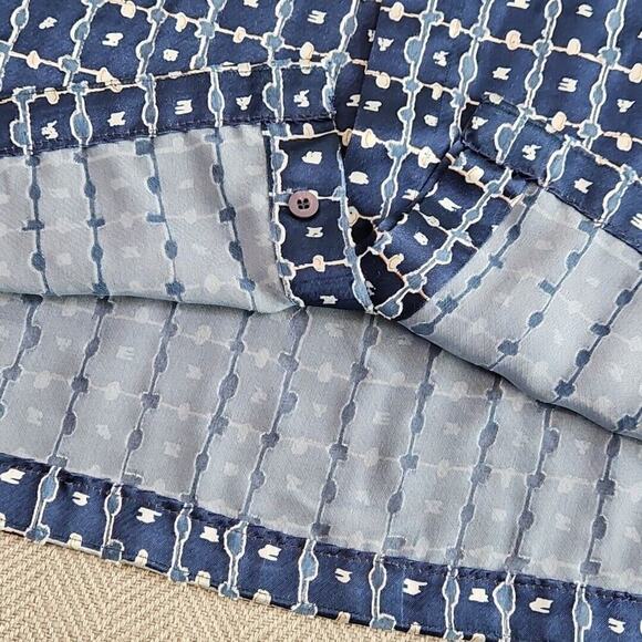 VTG 90s Pelle Pelle Marc Buchanan Men's Shirt 3XL Geometric Print Button-Up Blue - Picture 7 of 14